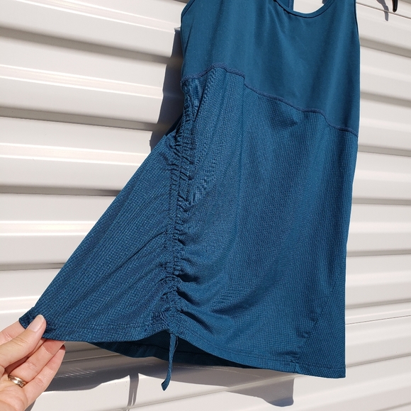 Fabletics teal racerback tank top with drawstring - Picture 3 of 6